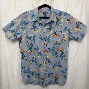Patagonia Blue Parrot Print Men's Shirt